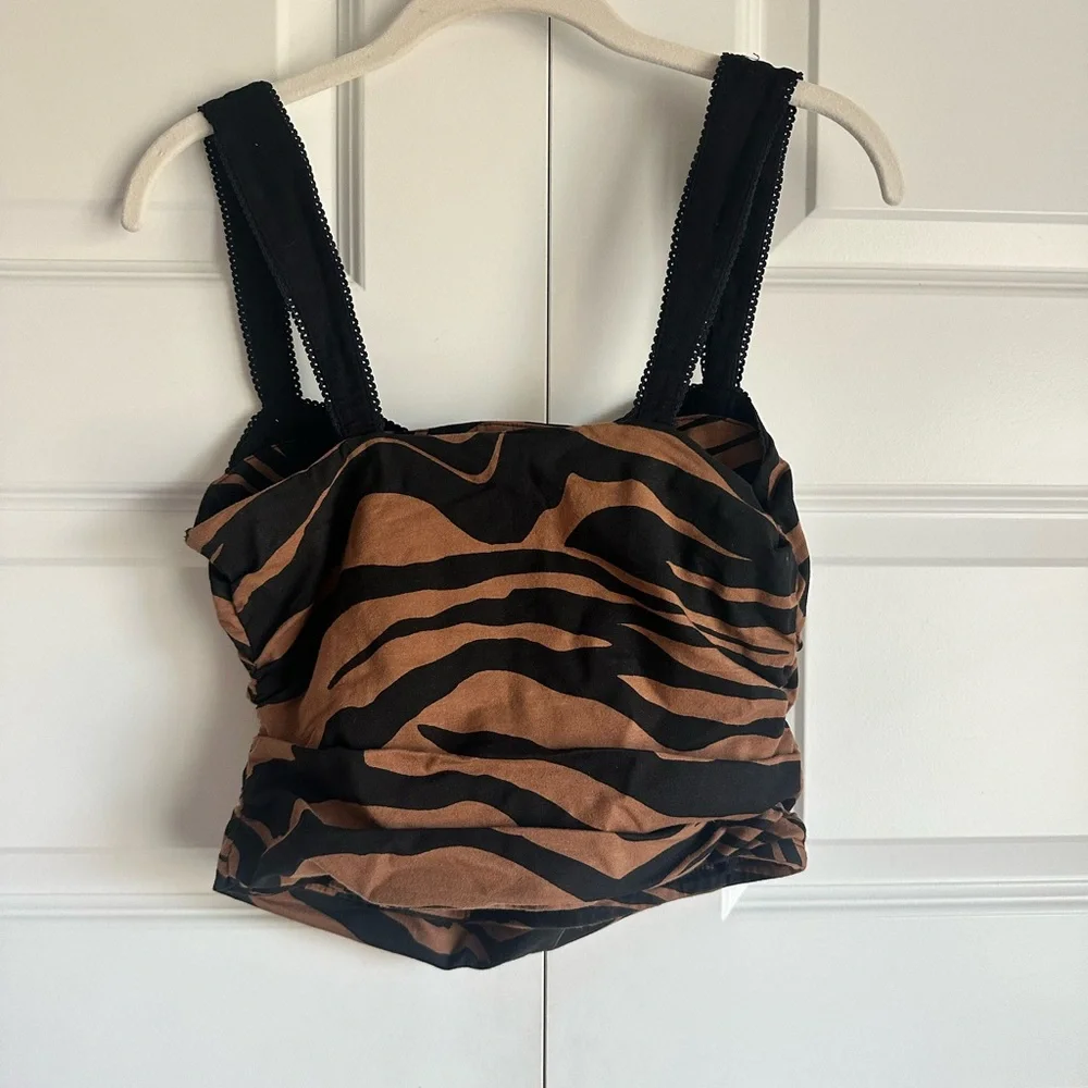 Free People 2‎ Tone Tank Zebra - Size Small- New